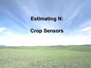 Estimating N:
Crop Sensors
 