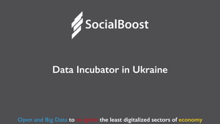 Data Incubator in Ukraine
Open and Big Data to re-ignite the least digitalized sectors of economy
 