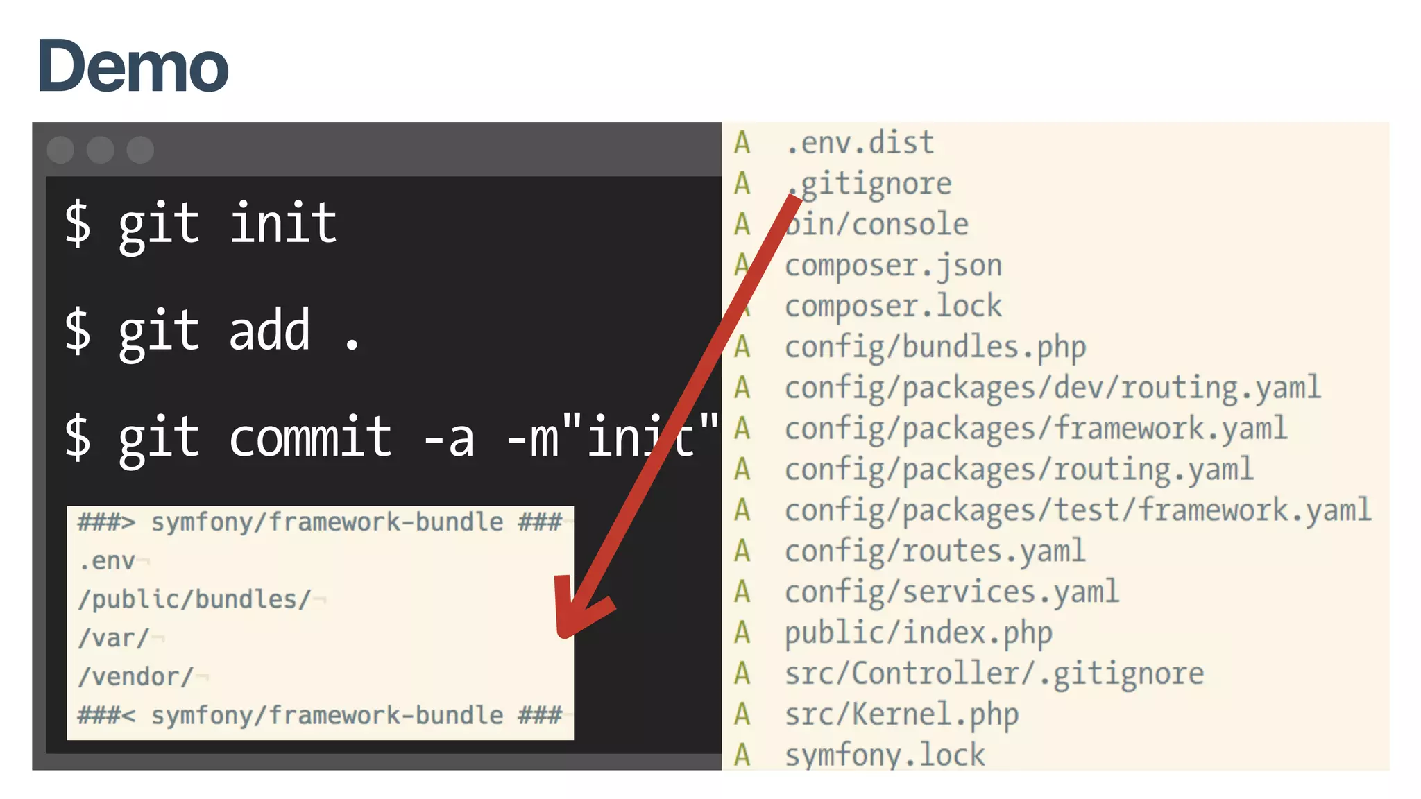 $ git init
$ git add .
$ git commit -a -m"init"
Demo
 