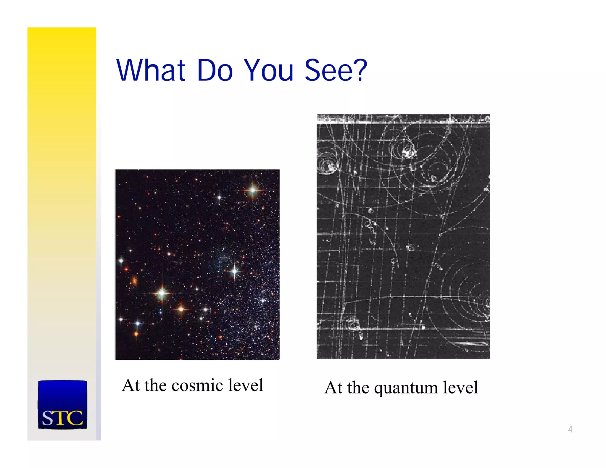 What Do You See?




At th cosmic level
   the    i l l      At h
                     A the quantum l l
                                   level

                                           4
 