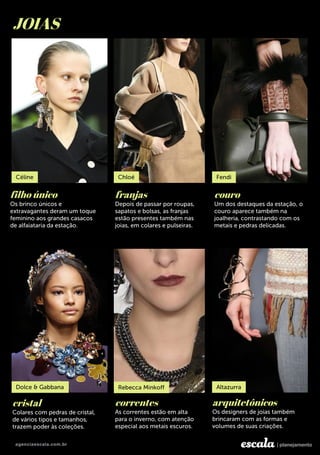 JOIAS
filho único franjas couro
cristal correntes arquitetônicos
 