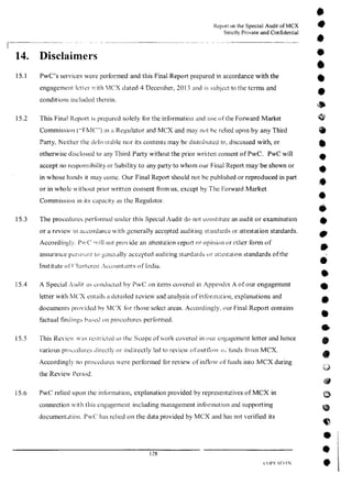 MCX Audit Report by PWC