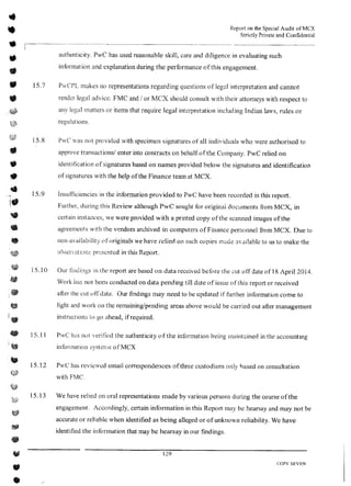 MCX Audit Report by PWC