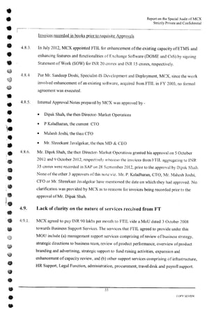MCX Audit Report by PWC