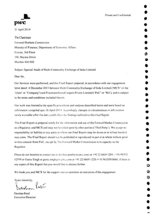 MCX Audit Report by PWC