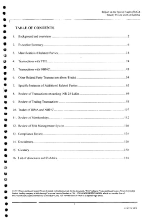 MCX Audit Report by PWC