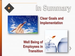 Clear Goals and
Implementation
Well Being of
Employees in
Transition
 
