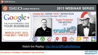 Watch the Replay: http://bit.ly/GPlusBizWebinar
 