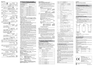 Manufacturer:
CASIO COMPUTER CO., LTD.
6-2, Hon-machi 1-chome
Shibuya-ku, Tokyo 151-8543, Japan
Responsible within the European Union:
CASIO EUROPE GmbH
Casio-Platz 1
22848 Norderstedt, Germany
Esta marca aplica-se somente aos países da União
Européia.
Exemplos
sin 30°= 0,5 v s30= 0.5
sin−1
0,5 = 30° v 1s(sin−1
)0.5= 30.
sinh 1 = 1,175201194 ws(sinh)1= 1.175201194
cosh–1
1 = 0 w1c(cosh−1
)1= 0.
π/2 radianos = 90°, 50 grados = 45° v
(1E(π)/2)1G(DRG')c(R)= 90.
501G(DRG')d(G)= 45.
Para calcular e5
× 2 em 3 dígitos significativos (Sci 3)
N 2(Sci)3 1i(ex
)5*2= 2.97×102
log 1000 = 3 l1000= 3.
Para calcular ln 90 (= loge 90) em 3 dígitos significativos
(Sci 3)
N 2(Sci)3 i90= 4.50×100
1,2 × 103
= 1200 1.2*10M3= 1200.
(52
)3
= 15625 (5x)W= 15625.
32
5
= 2 51M(x
')32= 2.
Para calcular '2 × 3(= 3'2 = 4,242640687...) com três
casas decimais (Fix 3)
N 1(Fix)3 12*3= 4.243
Para converter coordenadas retangulares ('2 , '2 ) em
coordenadas polares v
fx-82MS/85MS/300MS/350MS:
r92,92)= r=2.
~t(F) Ƨ=45.
• Pressione ~c(E) para exibir o valor de r, ou ~t(F)
para exibir o valor de Ƨ.
fx-82SX PLUS/220 PLUS:
r92((,)92)= r=2.
!q(y,Ƨ)= Ƨ=45.
• Pressione !r(x,r)= para exibir o valor de r, ou
!q(y,Ƨ)= para exibir o valor de Ƨ.
Para converter coordenadas polares ('2 , 45°) em
coordenadas retangulares v
fx-82MS/85MS/300MS/350MS:
!r(Rec( )92,45= x=1.
~t(F) y=1.
• Pressione ~c(E) para exibir o valor de x, ou ~t(F)
para exibir o valor de y.
fx-82SX PLUS/220 PLUS: q92((,)45= x=1.
!q(y,Ƨ)= y=1.
• Pressione !r(x,r)= para exibir o valor de x, ou
!q(y,Ƨ)= para exibir o valor de y.
(5 + 3) ! = 40320 (5+3)1E(x!)= 40320.
Para obter dois números inteiros de três dígitos aleatórios
10001.(Ran#)= 459.
= 48.
(Os resultados reais serão diferentes.)
Para criar números inteiros aleatórios de 1 a 6 (somente
fx-82SX PLUS/220 PLUS)
12(RanInt)11((,)6)= 2.
= 6.
(Os resultados reais serão diferentes.)
Para determinar o número de permutações e combinações
possíveis ao selecionar quatro pessoas de um grupo de 10
Permutações: 101{(nPr)4= 5040.
Combinações: 10{4= 210.
Para realizar os cálculos seguintes quando tiver
selecionado Fix 3 para o número de dígitos a serem
exibidos: 10 ÷ 3 × 3 e Rnd(10 ÷ 3) × 3
N 1(Fix)3 10/3*3= 10.000
10/3=10(Rnd)*3= 9.999
k
11
22
33
44
55
66
77
88
99
1010
1111
1212
1313
15. Cálculos estatísticos (SD, REG*)
*somente fx-82MS/85MS/300MS/350MS
Para selecionar este tipo de
cálculo estatístico:
(Fórmula de regressão exibida
entre parênteses)
Pressione estas teclas:
Univariada (X) ,2(SD)
Par de variáveis (X, Y), regressão
linear (y = A + Bx)
,3(REG)1(Lin)
Par de variáveis (X, Y), regressão
logarítmica (y = A + Blnx)
,3(REG)2(Log)
Par de variáveis (X, Y), regressão
exponencial e (y = AeBx
)
,3(REG)3(Exp)
Par de variáveis (X, Y), regressão
de potência (y = AxB
)
,3(REG)e1(Pwr)
Par de variáveis (X, Y), regressão
inversa (y = A + B/x)
,3(REG)e2(Inv)
Par de variáveis (X, Y), regressão
quadrática (y = A + Bx + Cx2
)
,3(REG)e3(Quad)
Inserção de dados
• No Modo SD e Modo REG, a tecla l opera como a tecla 7.
• Comece sempre a inserção de dados com !,(CLR)b(Scl)=
(rb(Scl)= na fx-82SX PLUS/220 PLUS) para limpar a
memória estatística.
• Insira dados usando a sequência de chave mostrada abaixo.
Modo SD: <dados-x> 7
Modo REG: <dados-x> , <dados-y> 7
• 77 insere os mesmos dados duas vezes.
• Também pode inserir múltiplas entradas dos mesmos dados usando
!,(;) (!)(;) na fx-82SX PLUS/220 PLUS).
Precauções para inserção de dados
• Enquanto estiver inserindo dados ou após a inserção de dados,
você pode usar as teclas f e c para percorrer os dados que
inseriu. Se inserir múltiplas entradas dos mesmos dados usando
!,(;) (!)(;) na fx-82SX PLUS/220 PLUS) para especificar
a frequência de dados (número de itens de dados) como descrito
acima, percorrer os dados mostra o elemento de dados e uma tela
separada para a frequência dos dados (Freq).
• Insira o novo valor e depois pressione a tecla = para substituir o
valor antigo pelo novo. Isso também significa que se quiser realizar
alguma outra operação, deverá sempre pressionar a tecla A
primeiro para sair da exibição dos dados.
• Pressionar a tecla 7 em vez de = após mudar um valor no visor
registra o valor que inserir como um novo elemento de dados e
deixa o valor antigo como está.
• É possível excluir um valor de dados exibido usando f e c
pressionando !l(CL). Excluir um valor de dados faz com que
todos os valores seguintes sejam deslocados para cima.
• A mensagem “Data Full” (dados cheios) aparece e você não
conseguirá inserir mais dados se não houver memória para
armazenamento de dados. Caso isso aconteça, pressione a tecla
= para exibir a tela mostrada abaixo.
Pressione c para sair da inserção de
dados sem registrar o valor que acabou de
inserir.
Pressione b se quiser registrar o valor que acabou de inserir. Se
fizer isso, porém, você não conseguirá exibir ou editar qualquer
dado que tiver inserido.
• Após inserir dados estatísticos no Modo SD ou Modo REG, você
não conseguirá exibir ou editar itens de dados individuais depois
de realizar uma das seguintes operações: mudar para outro modo;
mudar o tipo de regressão.
• Entrar no Modo REG e selecionar um tipo de regressão (Lin, Log,
Exp, Pwr, Inv, Quad) limpa variáveis A até F, X e Y.
• Não use variáveis A a F, X ou Y para armazenar dados quando
realizar cálculos estatísticos.
Obtenha os valores estatísticos de dados
inseridos
As variáveis estatísticas suportadas e as teclas que você deverá
pressionar para chamá-las de volta estão indicadas abaixo.
fx-82SX PLUS/220 PLUS:
Valor: Σx2
, Σx, Número de itens: n, Média: o, Desvio padrão
populacional: σx, Desvio padrão da amostra: sx
!eaj
fx-82MS/85MS/300MS/350MS:
Para cálculos estatísticos de variável única, estão disponíveis as
variáveis marcadas com asterisco (*).
Valor: Σx2
*, Σx*, Σy2
, Σy, Σxy, Σx3
, Σx2
y, Σx4
, Número de itens: n*
Σx2
, Σx, n ........... !b(S-SUM) bad
Σy2
, Σy, Σxy ........ !b(S-SUM)e bad
Σx3
, Σx2
y, Σx4
..... !b(S-SUM)ee bad(somente
regressão quadrática)
Média: o*, p, Desvio padrão populacional: σx*, σy, Desvio padrão
da amostra: sx*, sy
o, σx, sx .............. !c(S-VAR) bad
p, σy, sy ............... !c(S-VAR)e bad
Coeficientes de regressão: A, B, Coeficientes de correlação: r
Coeficientes de regressão para regressão quadrática: A, B, C
!c(S-VAR)ee bad
k
k
k
Valores estimados: m, n
Valores estimados para regressão quadrática: m1, m2, n
!c(S-VAR)eee bac (ou d)
• m, m1, m2 e nnão são variáveis. São comandos do tipo que necessitam
ter um argumento imediatamente antes deles. Consulte “Cálculo
de valores estimados” para obter mais informações.
Para calcular a média (o) e o desvio padrão populacional
(σx) para os seguintes dados: 55, 54, 51, 55, 53, 53, 54, 52
,c(SD)
5575475175575377547527
fx-82SX PLUS/220 PLUS: !h(o)= 53.375
!i(σx)= 1.316956719
fx-82MS/85MS/300MS/350MS:
!c(S-VAR)b(o) 53.375
!c(S-VAR)c(σx) 1.316956719
2 fx-82MS/85MS/300MS/350MS: Para calcular os
coeficientes de correlação (r) de regressão linear e
regressão logarítmica para os seguintes dados de par
de variáveis e determinar a fórmula de regressão para a
correlação mais forte: (x, y) = (20, 3150), (110, 7310), (200,
8800), (290, 9310). Especifique Fix 3 (três casas decimais)
para obter resultados.
,3(REG)1(Lin) , 1(Fix)3
20,31507110,73107200,88007290,
93107
!2(S-VAR)ee3(r)= 0.923
,3(REG)2(Log)
20,31507110,73107200,88007290,
93107
!2(S-VAR)ee3(r)= 0.998
!2(S-VAR)ee1(A)= −3857.984
!2(S-VAR)ee2(B)= 2357.532
Fórmula de regressão logarítmica:
y = –3857,984 + 2357,532lnx
Cálculo de valores estimados
Baseado na fórmula de regressão obtida através de cálculo estatístico
de par de variáveis, o valor estimado de y pode ser calculado para
um dado valor x. O valor x correspondente (dois valores, x1 e x2, no
caso de regressão quadrática) também pode ser calculado para um
valor de y na fórmula de regressão.
Para determinar o valor estimado para y quando x = 160 na
fórmula de regressão produzida por regressão logarítmica
dos dados em 2. Especifique Fix 3 para o resultado.
(Efetue a operação seguinte após completar as operações
em 2.)
16012(S-VAR)eee2(n)= 8106.898
Importante: Os cálculos do coeficiente de regressão, do coeficiente
de correlação e do valor estimado podem levar um tempo considerável
quando há grandes quantidades de elementos de dados.
16. Intervalos, número de dígitos e
precisão de cálculo
Intervalo e precisão de cálculo
Intervalo de cálculo: ±1 × 10–99
a 9,999999999 × 1099
ou 0
Número de dígitos para cálculo interno: 15 dígitos
Precisão: Em geral, ±1 no 10° dígito para um cálculo simples. A
precisão da exibição exponencial é ±1 no dígito menos significativo.
Os erros são cumulativos no caso de cálculos consecutivos.
Intervalo de inserção e precisão de cálculo de
funções
Funções Intervalo de inserção
sinx
cosx
DEG 0 Ϲ |x| Ͻ 9 × 109
RAD 0 Ϲ |x| Ͻ 157079632,7
GRA 0 Ϲ |x| Ͻ 1 × 1010
tanx
DEG
O mesmo que sinx, exceto quando |x| =
(2n–1) × 90.
RAD
O mesmo que sinx, exceto quando |x| =
(2n–1) × π/2.
GRA
O mesmo que sinx, exceto quando |x| =
(2n–1) × 100.
sin–1
x
cos–1
x
0 Ϲ |x| Ϲ 1
tan–1
x 0 Ϲ |x| Ϲ 9,999999999 × 1099
sinhx
coshx 0 Ϲ |x| Ϲ 230,2585092
sinh–1
x 0 Ϲ |x| Ϲ 4,999999999 × 1099
cosh–1
x 1 Ϲ x Ϲ 4,999999999 × 1099
tanhx 0 Ϲ |x| Ϲ 9,999999999 × 1099
k
k
k
11
33
tanh–1
x 0 Ϲ |x| Ϲ 9,999999999 × 10−1
logx/lnx 0 Ͻ x Ϲ 9,999999999 × 1099
10x –9,999999999 × 1099
Ϲ x Ϲ 99,99999999
ex –9,999999999 × 1099
Ϲ x Ϲ 230,2585092
'x 0 Ϲ x Ͻ 1 × 10100
x2
|x| Ͻ 1 × 1050
x−1
|x| Ͻ 1 × 10100
; x G 0
3
'x |x| Ͻ 1 × 10100
x! 0 Ϲ x Ϲ 69 (x é um número inteiro)
nPr
0 Ϲ n Ͻ 1 × 1010
, 0 Ϲ r Ϲ n (n, r são números
inteiros)
1 Ϲ {n!/(n–r)!} Ͻ 1 × 10100
nCr
0 Ϲ n Ͻ 1 × 1010
, 0 Ϲ r Ϲ n (n, r são números
inteiros)
1 Ϲ n!/r! Ͻ 1 × 10100
ou 1 Ϲ n!/(n–r)! Ͻ 1 × 10100
Pol(x, y)
|x|, |y| Ϲ 9,999999999 × 1099
x2
+y2 Ϲ 9,999999999 × 1099
Rec(r, Ƨ)
0 Ϲ r Ϲ 9,999999999 × 1099
Ƨ: O mesmo que sinx
°’ ”
|a|, b, c Ͻ 1 × 10100
; 0 Ϲ b, c
O valor de segundos exibido está sujeito a um erro
de ±1 na segunda casa decimal.
|x| Ͻ 1 × 10100
Conversões decimais ↔ sexagesimais
0°0´0˝ Ϲ |x| Ϲ 9999999°59´
xy
x Ͼ 0: –1 × 10100
Ͻ ylogx Ͻ 100
x = 0: y Ͼ 0
x Ͻ 0: y = n,
1
2n+1
(n é um número inteiro)
No entanto: –1 × 10100
Ͻ ylog |x| Ͻ 100
x
'y
y Ͼ 0: x G 0, –1 × 10100
Ͻ 1/x logy Ͻ 100
y = 0: x Ͼ 0
y Ͻ 0: x = 2n+1,
1
n (n G 0; n é um número inteiro)
No entanto: –1 × 10100
Ͻ 1/x log |y| Ͻ 100
ab
/c
O total de número inteiro, numerador e
denominador precisa ser 10 dígitos ou menos
(incluindo os traços de fração).
RanInt#(a, b)
a Ͻ b; |a|, |b| Ͻ 1 × 1010
; b – a Ͻ 1 × 1010
(a, b são
números inteiros)
• A precisão é basicamente a mesma que a indicada acima em
“Intervalo e precisão de cálculo”.
• Os cálculos que utilizam uma das funções ou configurações
mostradas abaixo requerem cálculos internos consecutivos a serem
realizados, os quais podem causar acúmulo de erros que ocorrem
com cada cálculo.
xy
, x
'y,
3
', x!, nPr, nCr; °, r
, g
(unidade angular: radianos); σx, sx,
coeficiente de regressão
• O erro é acumulado e tende a ser maior próximo a funções de ponto
único e ponto de inflexão.
• O acúmulo de erros tende a ocorrer durante os cálculos estatísticos
envolvendo dados em que há um grande número de casas decimais
e há pouca diferença entre os itens de dados. A entrada de dados
estatísticos está limitada a seis casas decimais.
17. Mensagens de erro
A calculadora exibe uma mensagem de erro sempre que ocorrer um
erro por qualquer razão durante um cálculo.
• Pressione d ou e para voltar à tela de cálculo. O cursor será
posicionado na localização onde o erro ocorreu, pronto para
inserção. Efetue as correções necessárias para o cálculo e execute-
o de novo. (Não incluído na fx-82SX PLUS)
• Pressione A para voltar à tela de cálculo. Perceba que isso
também limpa o cálculo que continha o erro.
Math ERROR
Causa: • O resultado intermediário ou final do cálculo efetuado
excede o intervalo de cálculo permitido. • Sua inserção excede
o intervalo de inserção permitido. • O cálculo que está sendo
efetuado contém uma operação matemática ilegal (como uma
divisão por zero).
Ação: • Verifique os valores inseridos e reduza o número de dígitos.
• Quando estiver utilizando a memória independente ou uma variável
como argumento de uma função, assegure-se de que a memória ou
o valor da variável esteja no intervalo permitido para a função.
Stack ERROR
Causa: O cálculo que você está efetuando excedeu a capacidade
da pilha numérica ou da pilha de comandos.
Ação: • Simplificar a expressão de cálculo. • Tente dividir o cálculo
em duas ou mais partes.
Syntax ERROR
Causa: Há um problema com o formato do cálculo que você está
efetuando.
Ação: Efetuar as correções necessárias.
Arg ERROR
Causa: Uso impróprio de um argumento.
Ação: Efetuar as correções necessárias.
18. Antes de pressupor o mau
funcionamento da calculadora...
Efetue os passos a seguir sempre que ocorrer um erro durante
um cálculo ou quando os resultados de cálculo não estiverem da
forma desejada.
Note que você deverá efetuar cópias separadas de dados importantes
antes de realizar estes passos.
1. Verifique a expressão de cálculo para se assegurar de que não
contém nenhum erro.
2. Assegure-se de que esteja funcionando do modo correto para o
tipo de cálculo que você está tentando efetuar.
3. Caso os passos acima não corrijam seu problema, pressione a
tecla O.
4. Inicialize todos os modos e configurações. Consulte “Inicialização
das definições da calculadora”.
19. Substituição das pilhas
Importante: A remoção da pilha excluirá todos os conteúdos da
calculadora.
1. Pressione 1A(OFF) para desligar a calculadora.
• Para se assegurar de que a energia não seja ligada por acidente
durante a substituição da pilha, deslize a embalagem rígida para
a parte frontal da calculadora (fx-350MS).
2. Remova a capa conforme exibido na ilustração e substitua a pilha,
prestando atenção para que as polaridades mais (+) e menos (–)
estejam nos lados corretos.
Parafuso Parafuso
Parafuso
Parafuso Parafuso
fx-82MS/82SX PLUS/
220 PLUS
fx-350MS fx-85MS/300MS
3. Recoloque a tampa.
4. Inicialize a calculadora. Consulte “3. Inicialização da
calculadora”.
• Não ignore o passo anterior!
20. Especificações
Requisitos de alimentação:
fx-82MS/82SX PLUS/220 PLUS: Pilha de tamanho AA R6P (SUM-
3) × 1
fx-350MS: Pilha do tipo botão LR44 (GPA76) × 1
fx-85MS/300MS: Célula solar incorporada; pilha do tipo botão LR44
(GPA76) × 1
Tempo de vida útil aproximado da pilha:
fx-82MS/82SX PLUS/220 PLUS: 17.000 horas (exibição contínua
do cursor intermitente)
fx-350MS: 9.000 horas (operação contínua)
fx-85MS/300MS: 3 anos (baseado em uma hora de funcionamento
por dia)
Consumo de potência:
0,0001 W (fx-82MS/82SX PLUS/220 PLUS/350MS)
Temperatura de funcionamento: 0°C até 40°C
Dimensões (A×L×P)/Peso aproximado (incluindo a pilha)
fx-82MS 18,6 × 85 × 156 mm 115 g
fx-82SX PLUS
fx-220 PLUS
19,5 × 78 × 155 mm 115 g
fx-85MS
fx-300MS
fx-350MS
12,2 × 85 × 155 mm 100 g
RJA521998-001V01
LY700-4Po_091226.indd 2LY700-4Po_091226.indd 2 10.1.5 1:06:48 PM10.1.5 1:06:48 PM
 