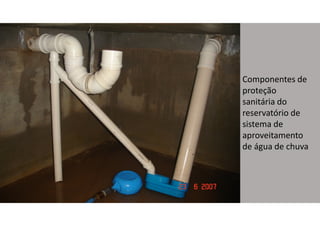 Componentes de
proteção
sanitária do
reservatório de
sistema de
aproveitamento
de água de chuva
 