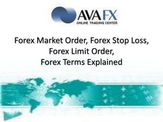 Forex Market Order, Forex Stop Loss, Forex Limit Order,Forex Terms Explained 