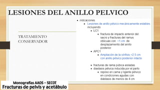 LESIONES DEL ANILLO PELVICO
TRATAMIENTO
CONSERVADOR