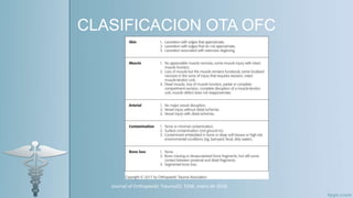 CLASIFICACION OTA OFC
Journal of Orthopaedic Trauma32: S106, enero de 2018.
 