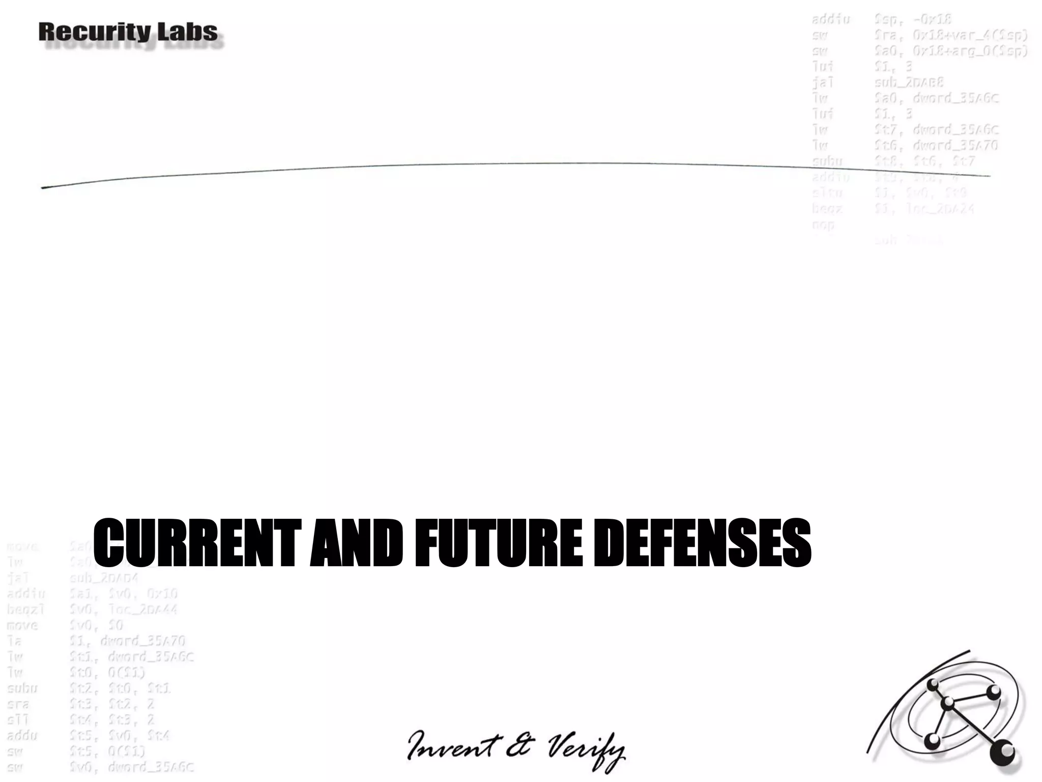 CURRENT AND FUTURE DEFENSES
 