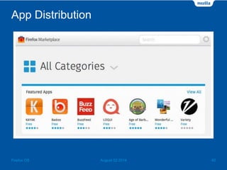 App Distribution
August 02 2014 40Firefox OS
 