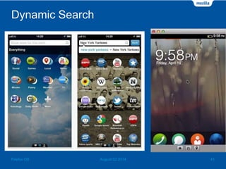 Dynamic Search
August 02 2014 41Firefox OS
 