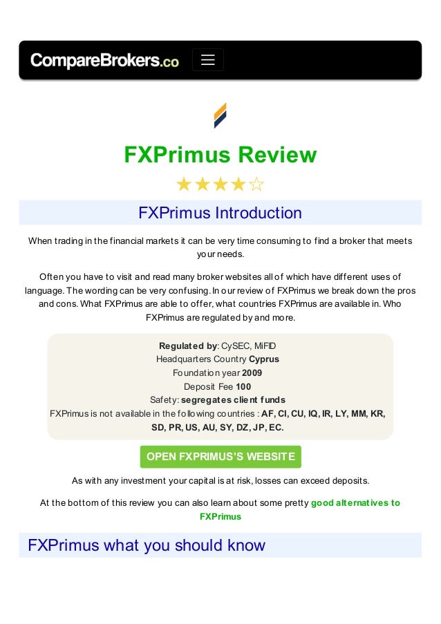 Fxprimus Broker Review - 