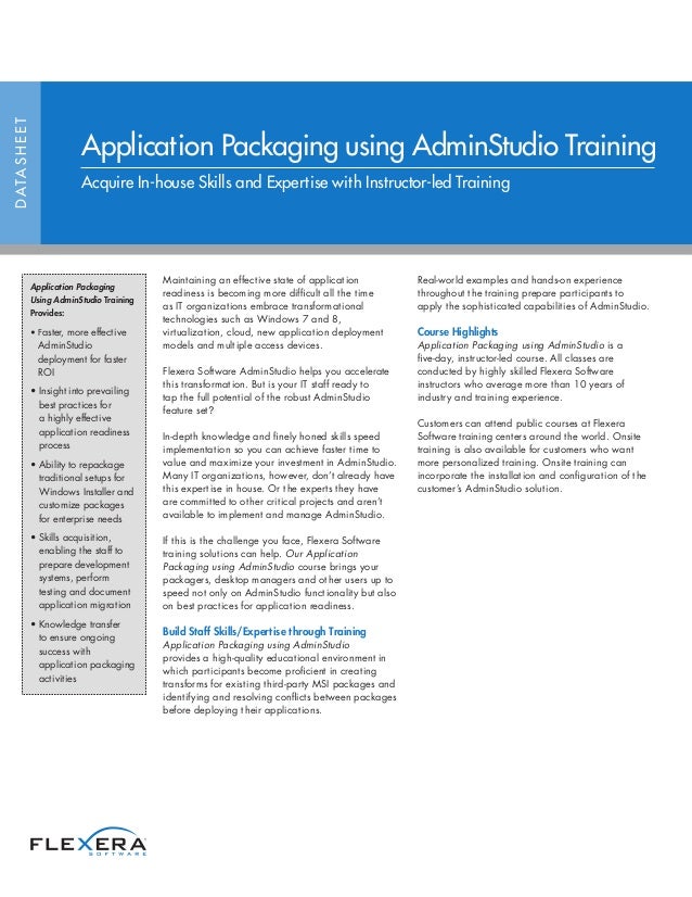 Application Packaging using AdminStudio Training