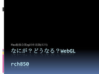 なにが？どうなる？WebGLrch850 Flex勉強会第79回＠北陸(石川) 