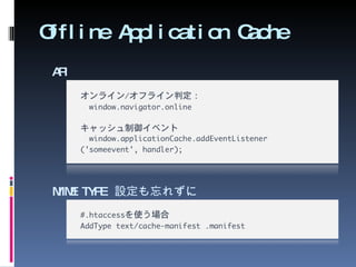 Offline Application Cache API MIME TYPE  設定も忘れずに 