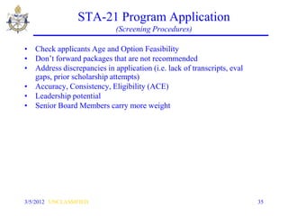 STA-21 OFFICERS PROGRAM Fy 12 fleet-brief | PPTX