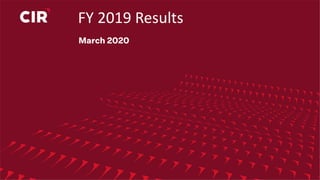 FY 2019 Results
 
