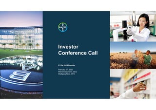 ///////////
Investor
Conference Call
FY/Q4 2019 Results
February 27, 2020
Werner Baumann, CEO
Wolfgang Nickl, CFO
Pictures to be updated
 