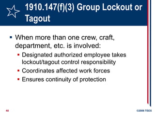 OSHA LOTO training, LOTO, lock out tag out | PPT