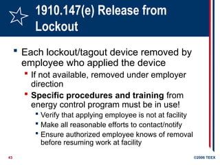 Comprehensive Lockout/Tagout Safety Procedures and Compliance | PPT