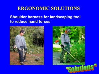 Shoulder harness for landscaping tool
to reduce hand forces
ERGONOMIC SOLUTIONS
 