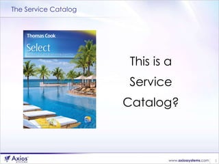 The Service Catalog This is a Service Catalog? 