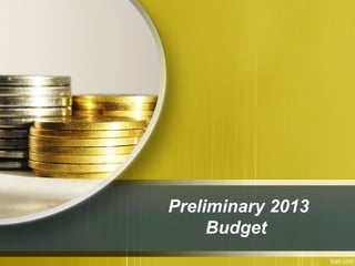 Preliminary 2013
     Budget
 