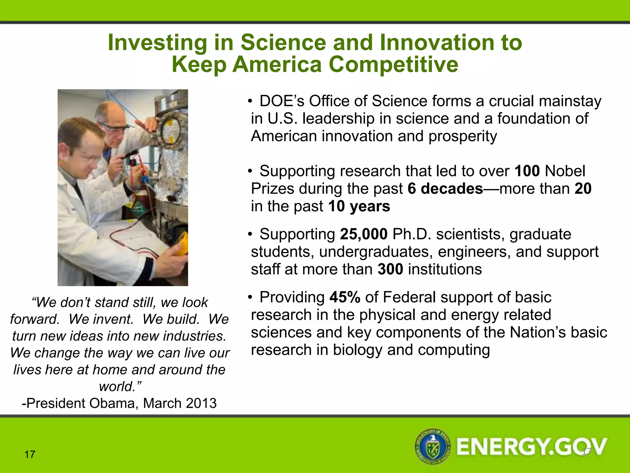 FY 2014 Budget Request:
         Office of Science




17
 