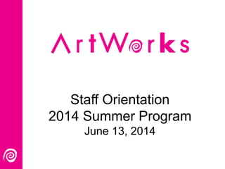 Staff Orientation
2014 Summer Program
June 13, 2014
 
