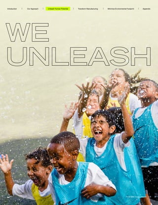 Unleash Human Potential
FY18 NIKE Impact Report 12
AppendixMinimize Environmental FootprintTransform ManufacturingOur ApproachIntroduction
 