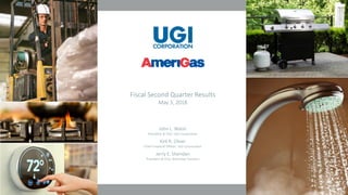 1
Fiscal Second Quarter Results
May 3, 2018
John L. Walsh
President & CEO, UGI Corporation
Kirk R. Oliver
Chief Financial Officer, UGI Corporation
Jerry E. Sheridan
President & CEO, AmeriGas Partners
 