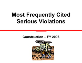 Most Frequently Cited Serious Violations Construction – FY 2006 