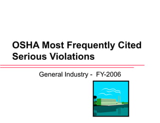 OSHA Most Frequently Cited Serious Violations General Industry -  FY-2006 