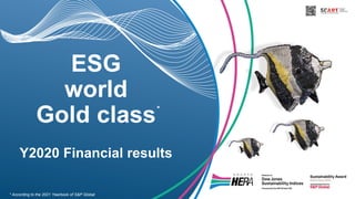 ESG
world
Gold class
Y2020 Financial results
*
* According to the 2021 Yearbook of S&P Global
 