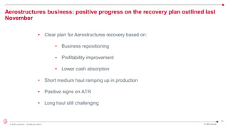 13
© 2022 Leonardo - Società per azioni
Aerostructures business: positive progress on the recovery plan outlined last
November
FY 2021 Results
• Clear plan for Aerostructures recovery based on:
• Business repositioning
• Profitability improvement
• Lower cash absorption
• Short medium haul ramping up in production
• Positive signs on ATR
• Long haul still challenging
 