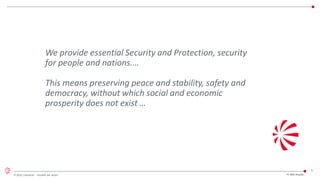 3
© 2022 Leonardo - Società per azioni FY 2021 Results
We provide essential Security and Protection, security
for people and nations.…
This means preserving peace and stability, safety and
democracy, without which social and economic
prosperity does not exist …
 