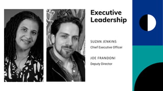 Executive
Leadership
Deputy Director
JOE FRANDONI
Chief Executive Officer
SUZAN JENKINS
 