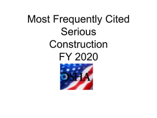 Most Frequently Cited
Serious
Construction
FY 2020
 