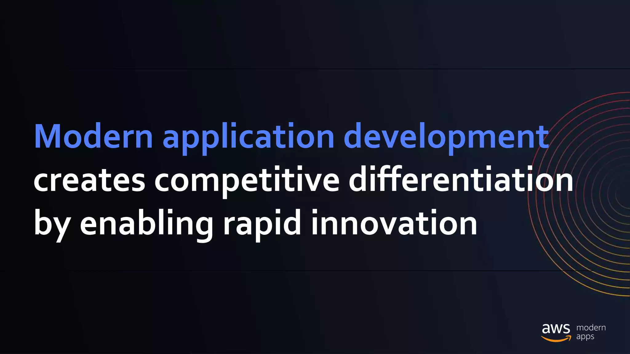 © 2020, Amazon Web Services, Inc. or its Affiliates.
Modern application development
creates competitive differentiation
by enabling rapid innovation
 