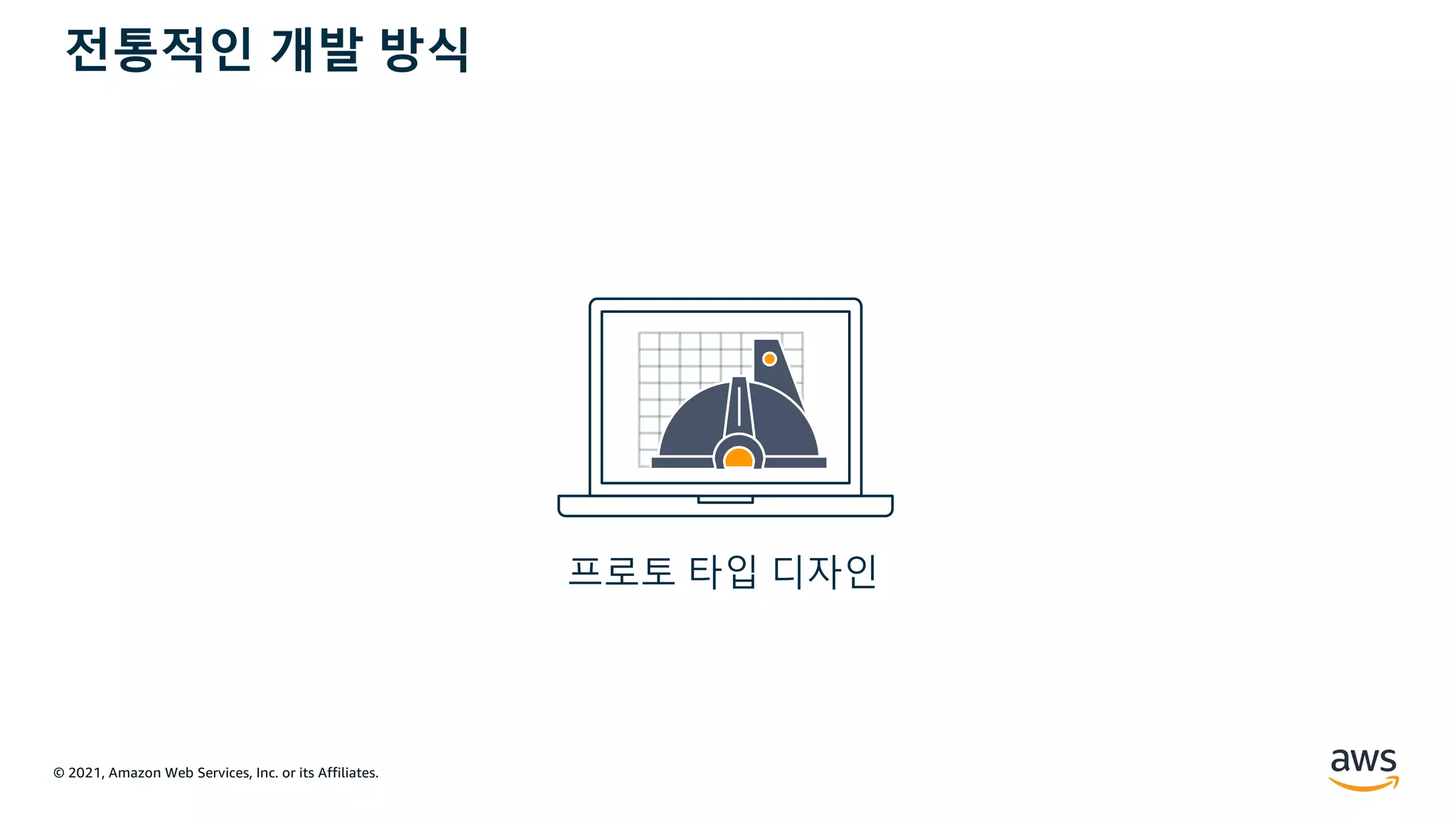 © 2021, Amazon Web Services, Inc. or its Affiliates.
프로토 타입 디자인
전통적인 개발 방식
 
