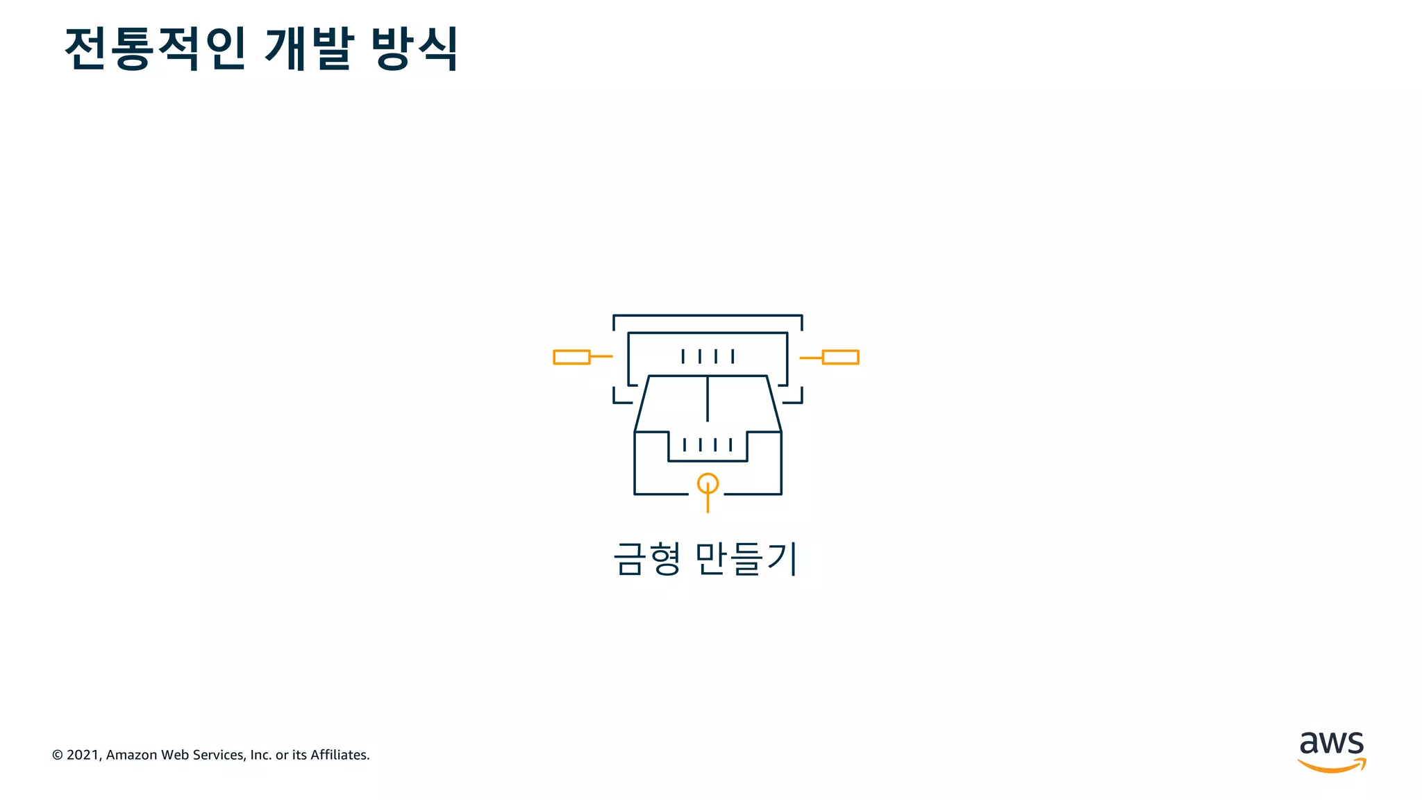 © 2021, Amazon Web Services, Inc. or its Affiliates.
금형 만들기
전통적인 개발 방식
 