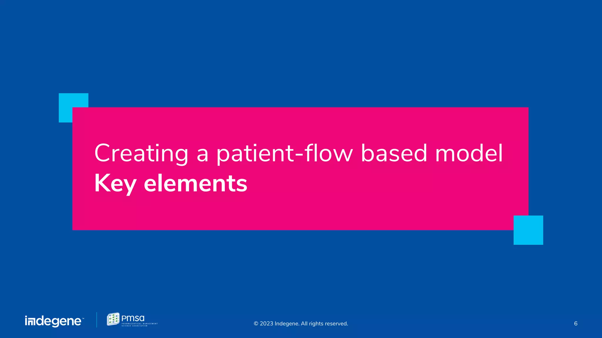 Creating a patient-flow based model
Key elements
6
© 2023 Indegene. All rights reserved.
 