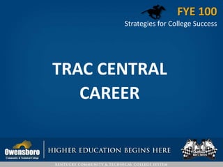 TRAC CENTRAL
CAREER
FYE 100
Strategies for College Success
 