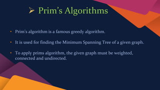 Minimum Spanning Tree Using Prism's Algorithm | PPT