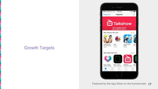 Growth Targets
17Featured by the App Store on the homescreen
 